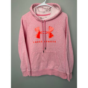 Women's Under Armour Pink Orange Logo Hoodie Size L